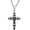 Steeltime Stainless steel cross pendant with simulated diamond. Color Options: Black, Gold, Silver - 2 of 4