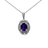 Haus of Brilliance Silver Diamond Accent and 9x7mm Purple Oval Amethyst Pendant Necklace - 3 of 4