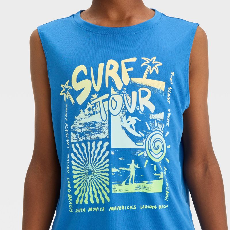 Boys&#39; Sleeveless &#39;Surf Tour&#39; Graphic T-Shirt - All In Motion™ Blue, 2 of 4