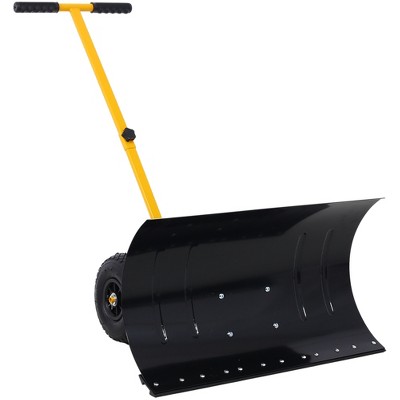 Snow Shovels, Snow Shovel Pusher with Wheels for Driveway, Snow Plow Shovel Snow Pusher with 29" x 16.5" Large Blade for Efficient Snow Removal