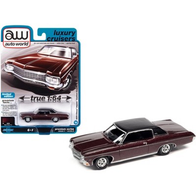 1970 Chevrolet Impala Custom Coupe Black Cherry Met. w/Black Vinyl Top Ltd  Ed 1/64 Diecast Model Car by Auto World