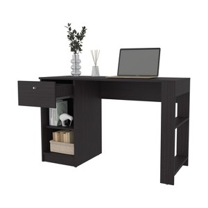 Vynxaria Computer Desk with Drawer & Open Storage Shelves, Minimalist Workstation for Home Office - 1 of 4