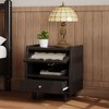NicBex 2 Drawers Nightstand,Bedside Table with Rattan-Woven Storage Cabinet and 1 Drawer,Modern Side Table for Bedroom - 2 of 4