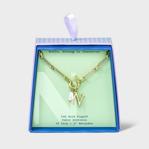14K Gold Dipped Pearl Charm on Chain Initial Necklace - A New Day Gold - 1 of 4