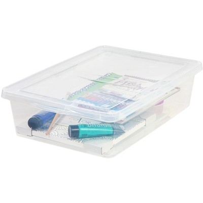 Clear Plastic Stackable Storage Boxes with Lids, 28 Qt, 10 Pack