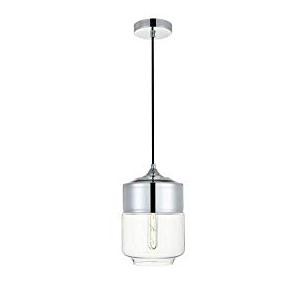 Ashwell Chrome Pendant Light with Clear Glass Shade