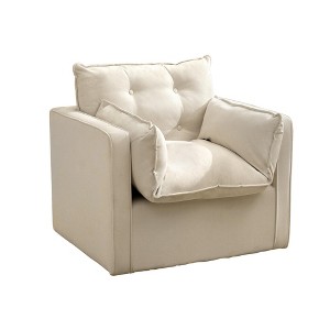 coucheta Soft Velvet Swivel Chair Extra Wide Barrel Chair Thick Cushion Armchair Modern Lounge Chair Comfortable Fabric for Living Room Bedroom - 1 of 4