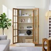 Rustic Display Cabinet Storage Cabinet Curio Cabinet Accent Cabinet with Glass Doors & Adjustable Shelves, Black/Brown+Cream White-ModernLuxe - 2 of 4