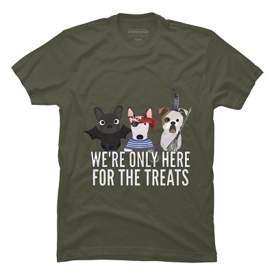 Men's Design By Humans Dog Halloween - We're Only Here For The Treats By PedigreePrints T-Shirt