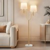 GTCLIGHTING Floor Lamps for Living Room,Modern Double headed standing lamp with Marble Base&Fabric Shade,63.5" Gold Reading Light for Bedroom - 2 of 4