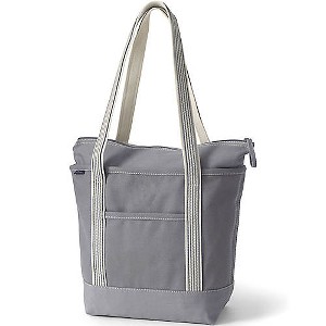 Lands' End Zip Top Long Handle Canvas Tote Bag - 1 of 4