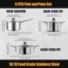 BRINJOY 6-piece non-stick kitchen stainless steel pot set, induction cookware set, suitable for induction/electric stove and gas stove - 2 of 4