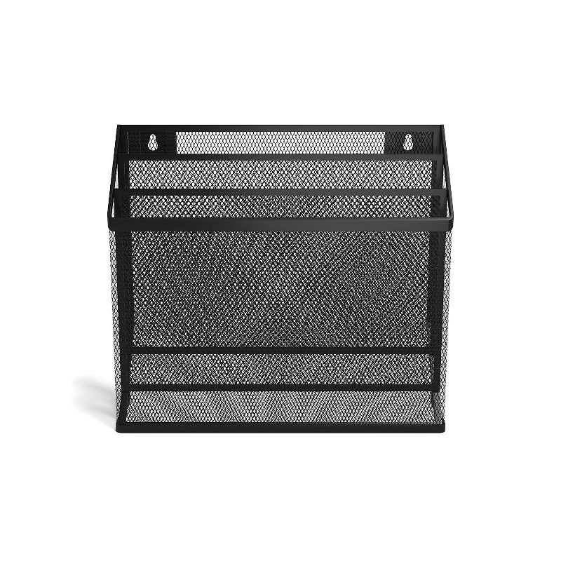 MyOfficeInnovations 3 Compartment Wire Mesh File Organizer Matte Black 24402448, 1 of 5