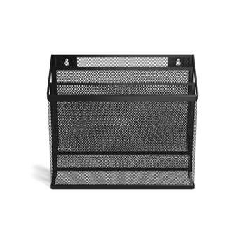 MyOfficeInnovations 3 Compartment Wire Mesh File Organizer Matte Black 24402448