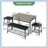 Jojoka 5-Piece Kitchen Table Set with Bench & 2 Stools, PU Upholstered Seating, Metal Frame, Storage Shelf, Space-Saving Dining Set - 2 of 4