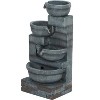 Okak 4-Tier Resin Waterfall Fountain with Inner Pump, Water Fountain with Cascading Water Bowls Design, Outdoor Fountain for Garden, Patio, Gray - 2 of 4