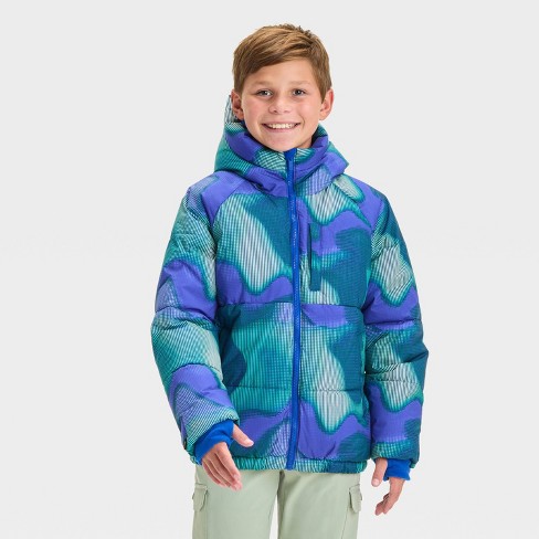 Boys Abstract Puffer Jacket All In Motion Blue L Target