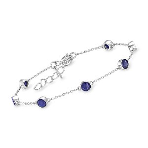 Ross-Simons 2.50 ct. t.w. Sapphire Station Bracelet in Sterling Silver Size 7 - 1 of 3