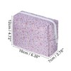 Unique Bargains Portable Floral Cosmetic Bag Purple 1 Pc - 2 of 3