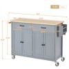 OUTSUPPLY Kitchen Island Cart with Locking Wheels, 4 Door Cabinet and Two Drawers, Spice Rack, Towel Rack - 4 of 4