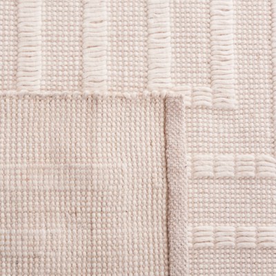 Ivory Beige Handwoven Wool Area Rug 3' x 5'