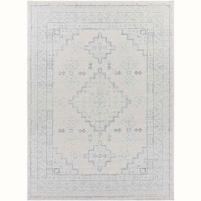 Mark & Day Thornbury 6'7"x9' Rectangle Woven Indoor and Outdoor Area Rugs Dark Blue: Stain-Resistant, Traditional Medallion Pattern