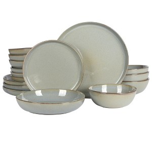 Gibson Elite Berea 16 Piece (Service for 4) Plates and Bowls Reactive Glaze Round Dishes Stoneware Ceramic Dinnerware Set - 1 of 4
