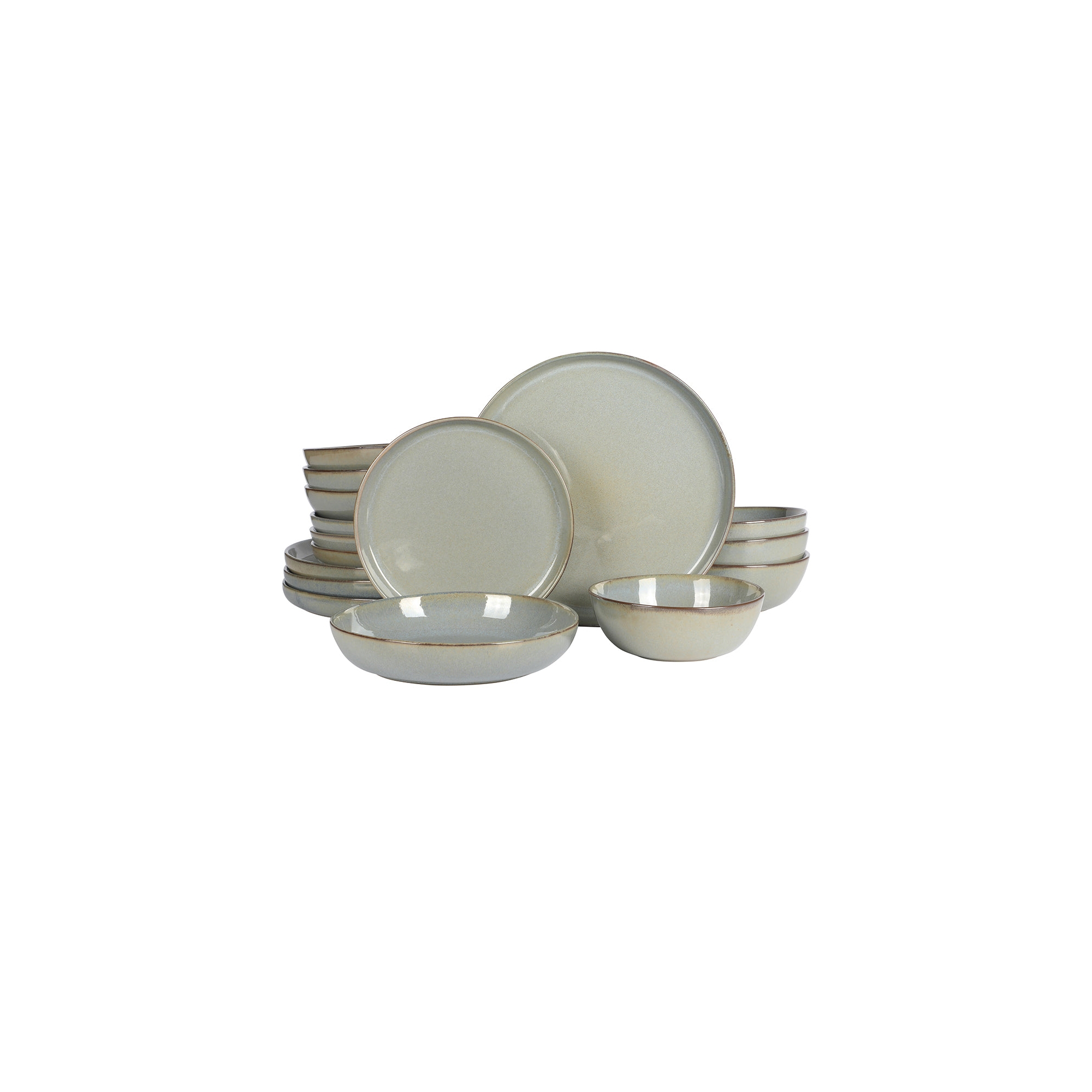 Gibson Elite Berea 16 Piece (Service for 4) Reactive Glaze Stoneware Dinnerware Set - Green