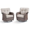 Belord Swivel Patio Chairs Set of 2, Wide Backrest Outdoor Swivel Glider Rocking Chairs with All Weather Brown Wicker with Comfort Thick Cushion - 4 of 4