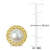 EVERLY JEWELRY | Yellow Plated Sterling Silver 8 - 8.5 MM Cultured Freshwater Pearl Halo Link Stud Earrings - 3 of 4
