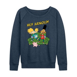 Women's - Hey Arnold! - Arnold, Gerald, and Abner Lightweight French Terry Wide Neck Long Sleeve Shirt - 1 of 4