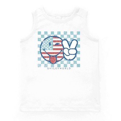 The Juniper Shop SmileyWorld Patriotic Checkered Peace Youth Tank Top