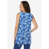 Woman Within Plus Size Perfect Printed Sleeveless Shirred V-Neck Tunic - 3 of 4