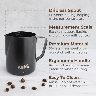 Kaffe Matte Black Stainless Steel 20oz Frothing Pitcher