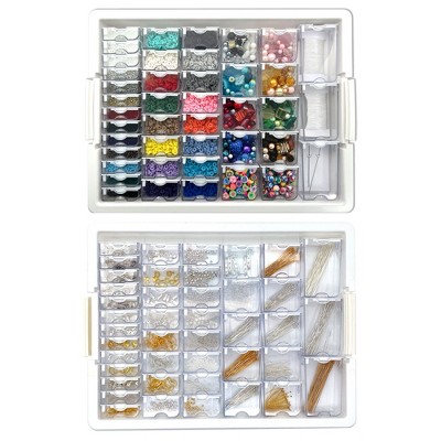Bead Storage Solutions Plastic Stackable Organizer Tray Bundle With Lid And  32 Size Medium Containers For Beads And Craft Supplies : Target