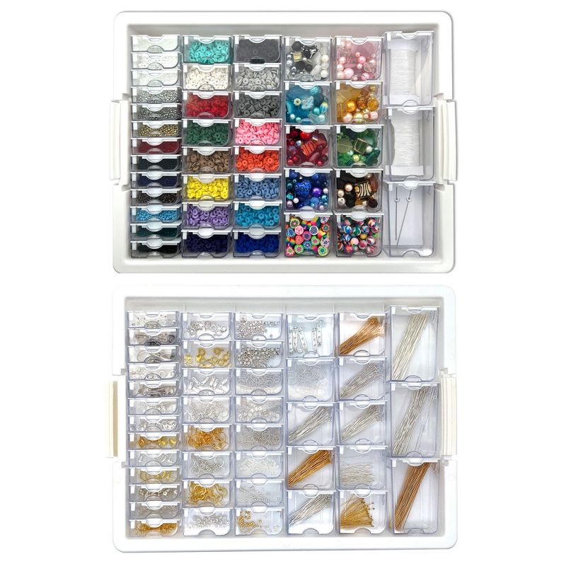 Bead Storage Solutions Assorted Glass and Clay Beads Set with Plastic See-Through Stackable Tray Organizer, 1 of 8