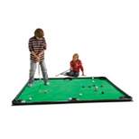 HearthSong - Golf Pool Indoor Family Game-Includes Two Golf Clubs, 16 Balls, Green Mat, and Rails for Kids