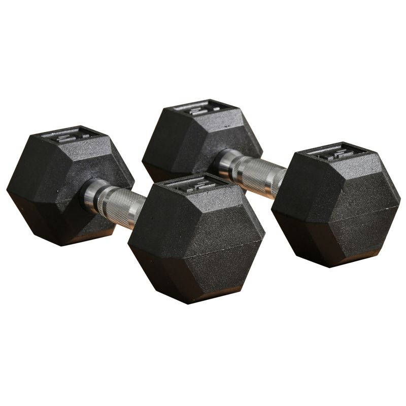 Soozier Hex Rubber Free Weight Dumbbells Set in Pair with Steel Handles 12lbs/Single Hand Weight for Strength Workout Training, 4 of 9