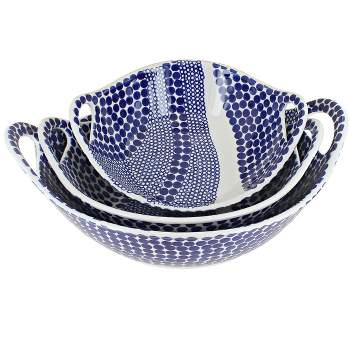 Blue Rose Polish Pottery 1347-1813-1814 Zaklady Bowl Set