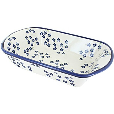 Blue Rose Polish Pottery 1445 Zaklady Large Rectangular Baker