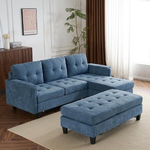 CAVINAS 83.4" L-Shaped Sectional Sofa,Mordern Modular Couch with 1 Reversible Chaise Lounge and 2 USB Ports,Modern Cloud Couch Sectional - 1 of 4