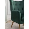 Velvet Wingback Accent Chair with Button-Tufted Back and Gold Metal Legs - 3 of 4