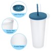 Unique Bargains Matte Style Double Wall Acrylic Straw Tumbler with Lid - 3 of 4
