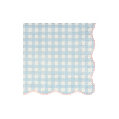Large Gingham 3-Ply Paper Napkins with Scalloped Edges