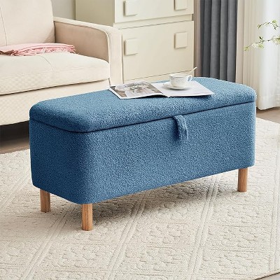 Basics Upholstered Storage Ottoman and Entryway Bench,Teddy Upholstered Shoe Seat Storage Beach,Rectangle Padded Blanket Chest Cute-Cuddlewood