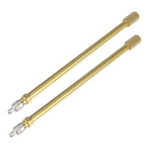 Unique Bargains Brass Auto Tire Valve Extension Adaptor Air Tyre Stem Extender Inflation Stright Bore for Car Gold Tone 2 Pcs - 1 of 4