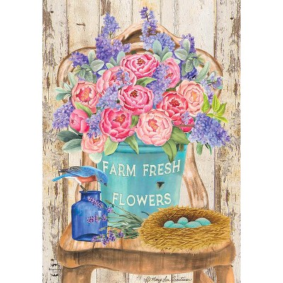 Farm Fresh Peonies Spring Garden Flag with Floral Design