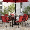 Merrick Lane 7 Piece Outdoor Dining Table Set for 6 with Glass-Top Patio Table and 6 Stack Chairs with Flex Comfort Material - 2 of 4