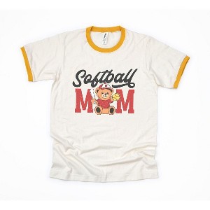 Simply Sage Market Women's Softball Mom Teddy Bear Short Sleeve Ringer Tee - 1 of 4