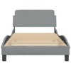 vidaXL Elegant Single Bed Frame- Fabric, Light Gray 39.4"x74.8", Supportive Legs, Plywood Slats, Stylish Headboard - 3 of 4